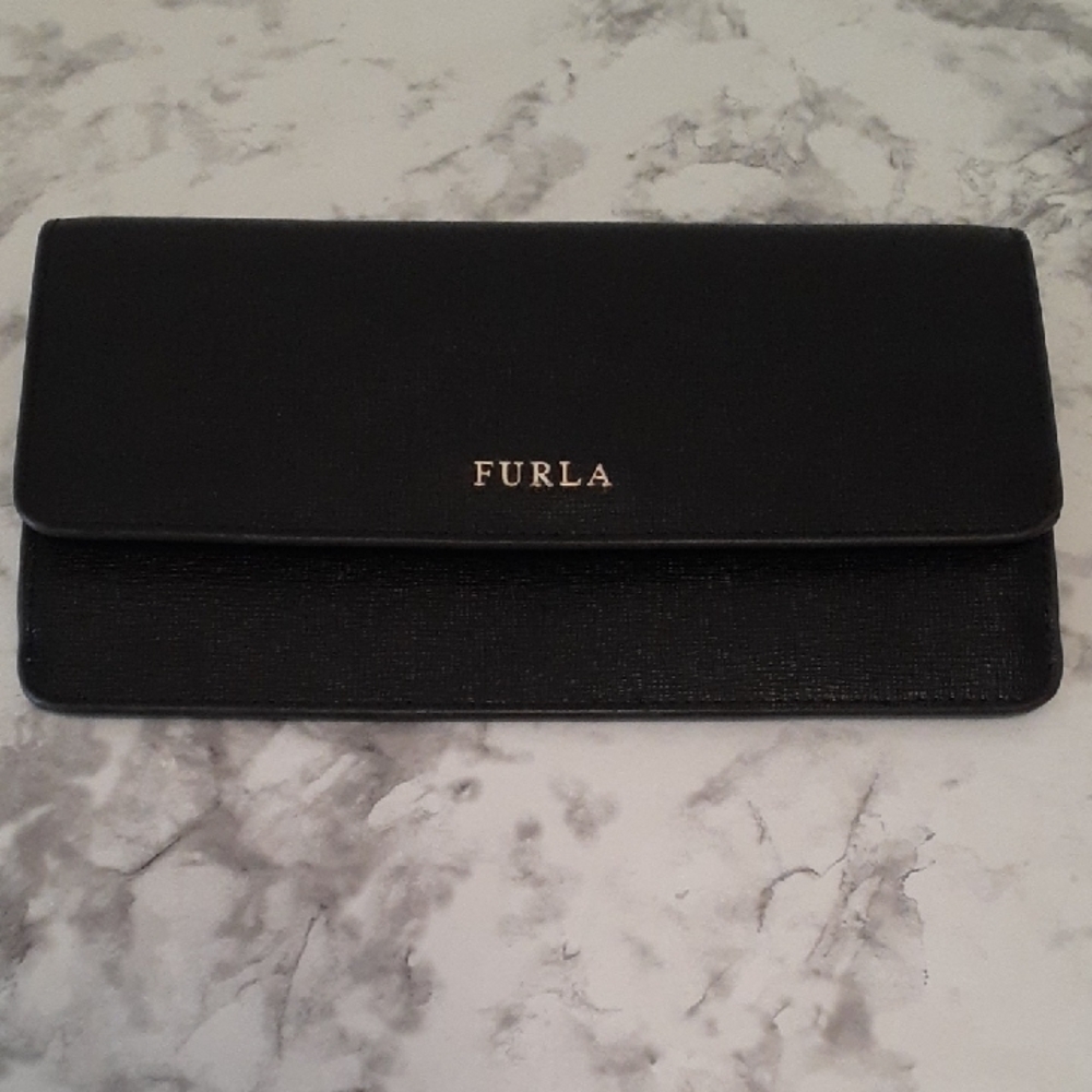 NWOT Black Leather Furla Wallet